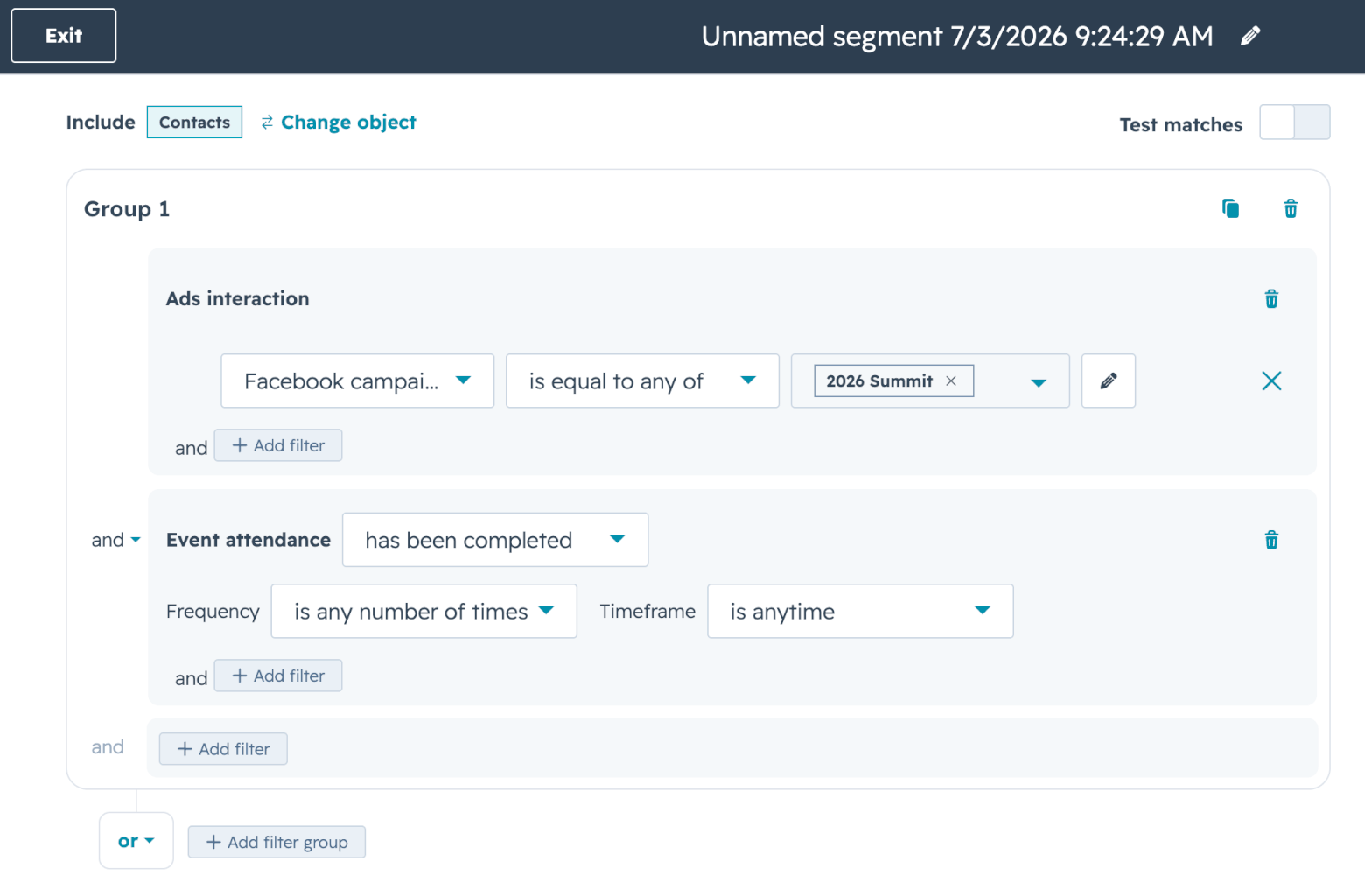 hubspot segment builder