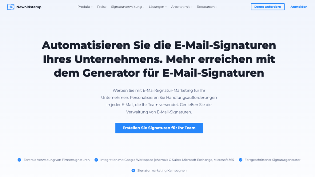 newstamp email signatur tool landingpage