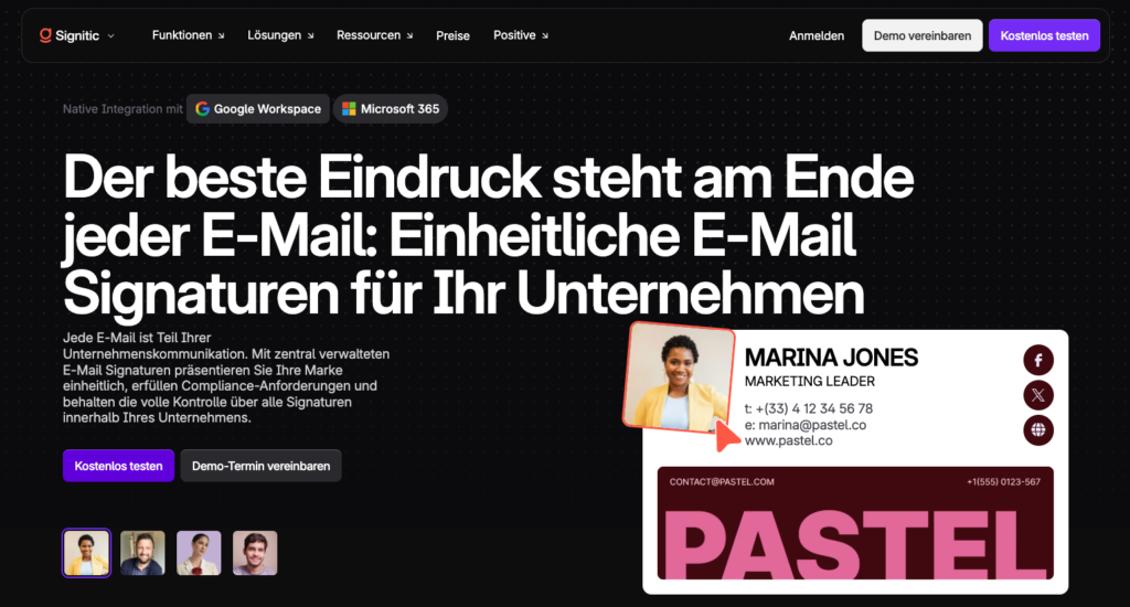 signitic landingpage email signatur tool