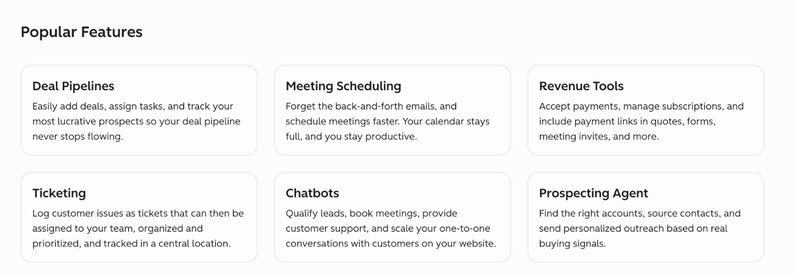hubspot starter plan crm inclusions
