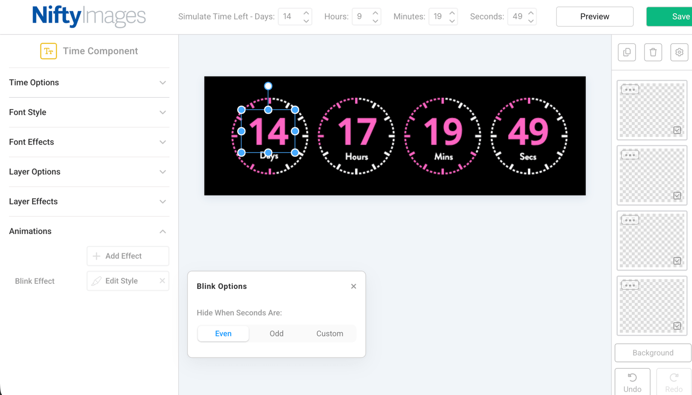 NiftyImages email countdown timer interface