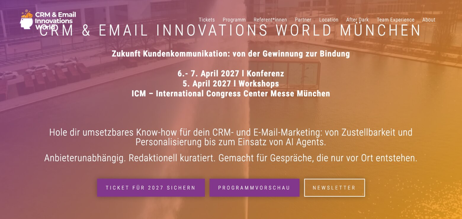 CRM & Email Innovations World homepage